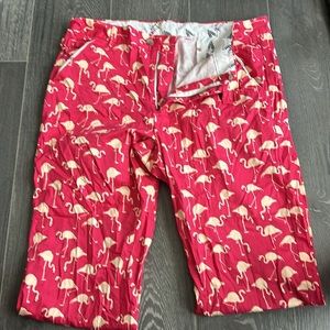 Mens pink flamingo golf pants